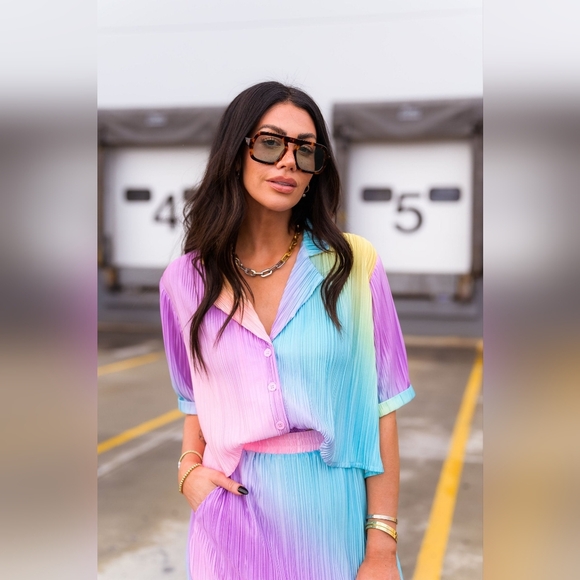 Dressed in Lala Ćest la Vie Plissé Skirt Set in Rainbow Daydream - Picture 9 of 10